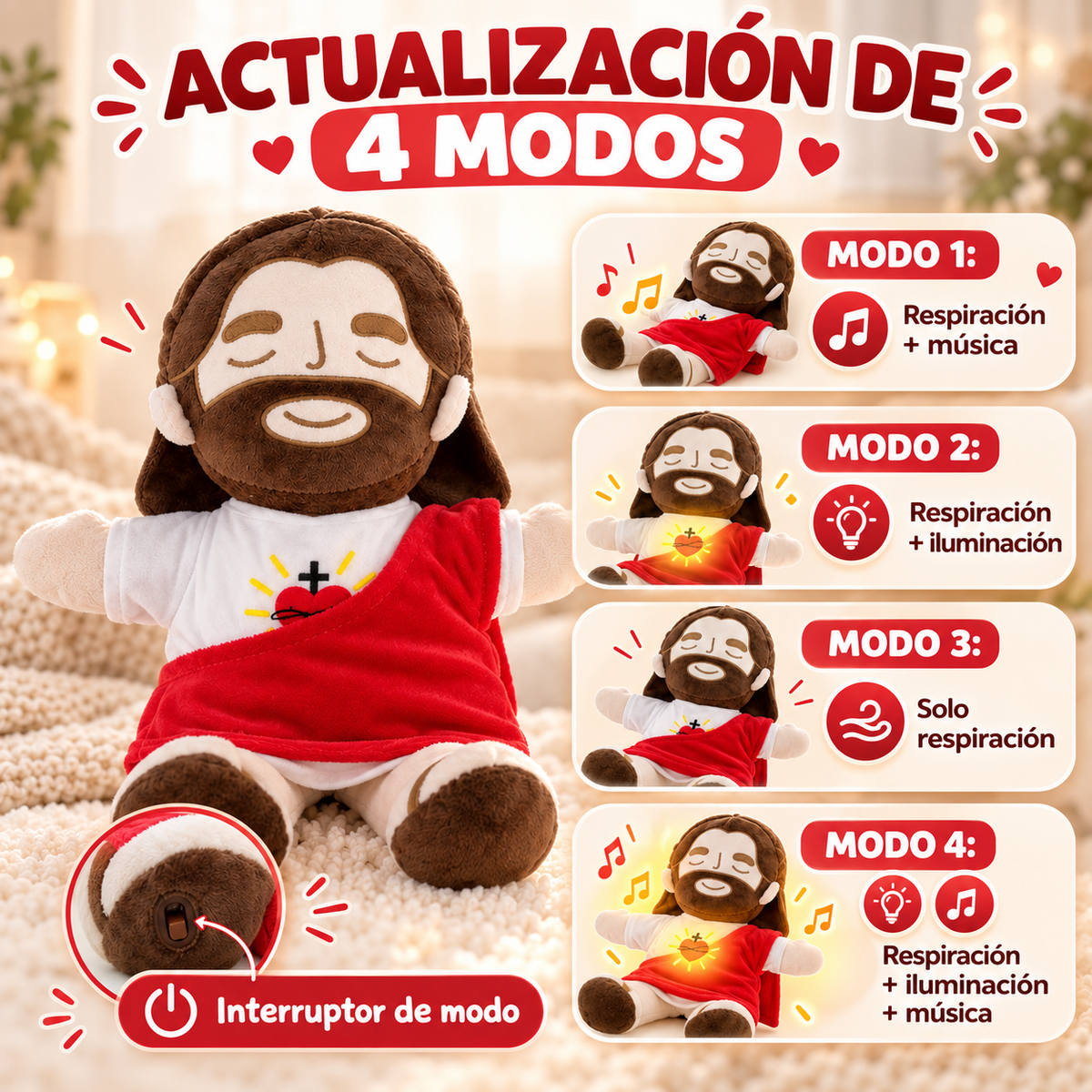 Abrazo de Fe™ Peluche con respiración para calmar la ansiedad