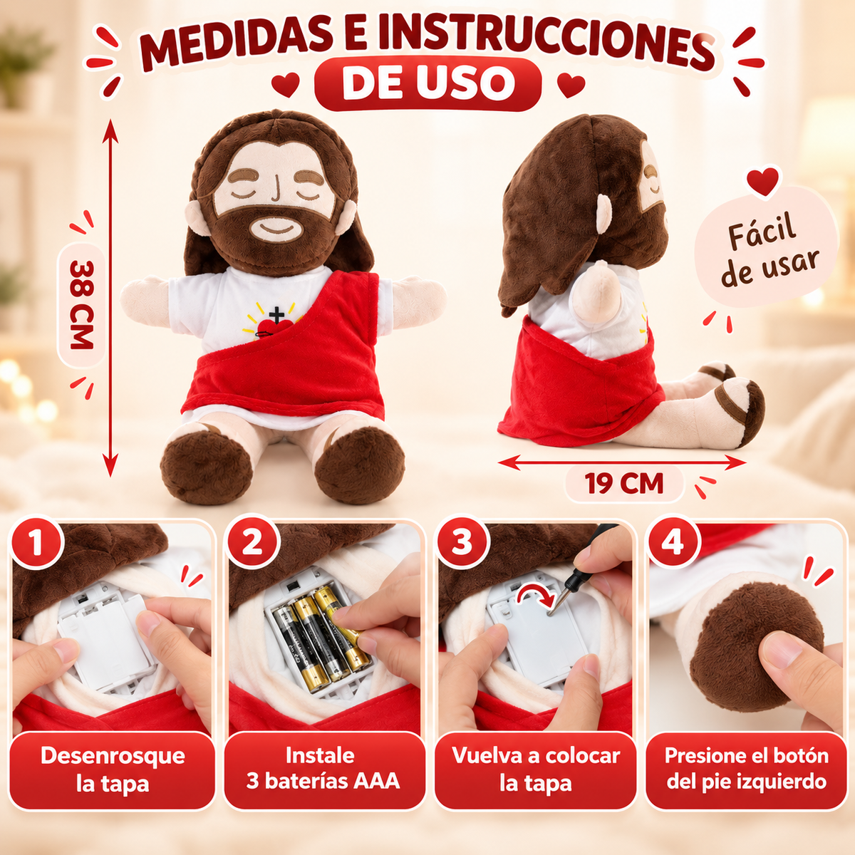 Abrazo de Fe™ Peluche con respiración para calmar la ansiedad